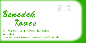 benedek koves business card